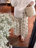 French Retro Linen Wave Half-Dress Woman Summer Long High-Waist Pressure Folding Casual A-Supple Skirt