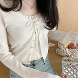 Pure Love Girl 48S Fine Wool Knitted Two-Piece Set ~ Thin Cardigan Sling Group Dopamine Top Opener